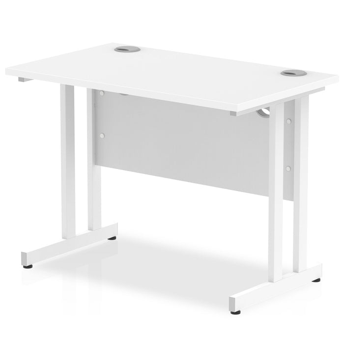 Impulse 1000mm Slimline Desk Cantilever Leg Desks Dynamic Office Solutions White White 