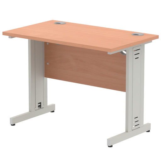 Impulse 1000mm Straight Desk Cable Managed Leg Desks Dynamic Office Solutions Beech Silver 