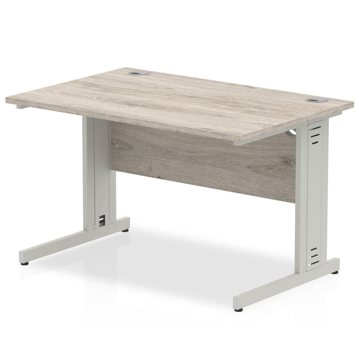 Impulse 1000mm Straight Desk Cable Managed Leg Desks Dynamic Office Solutions Grey Oak Silver 