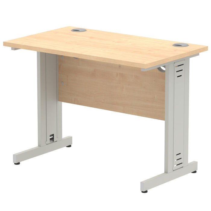 Impulse 1000mm Straight Desk Cable Managed Leg Desks Dynamic Office Solutions Maple Silver 