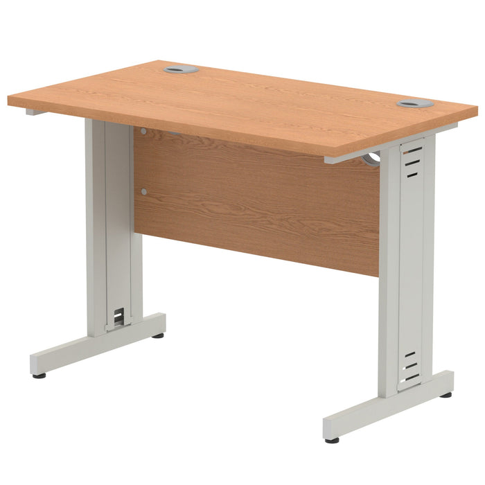 Impulse 1000mm Straight Desk Cable Managed Leg Desks Dynamic Office Solutions Oak Silver 