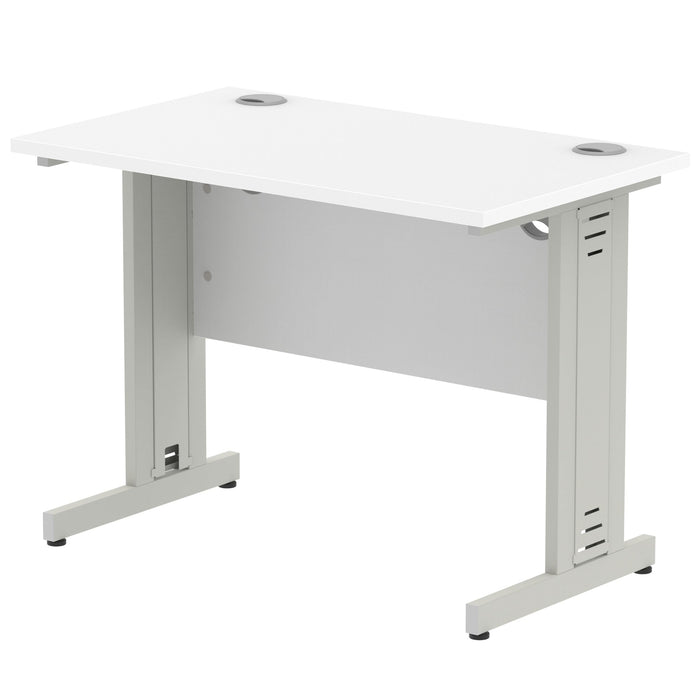 Impulse 1000mm Straight Desk Cable Managed Leg Desks Dynamic Office Solutions White Silver 