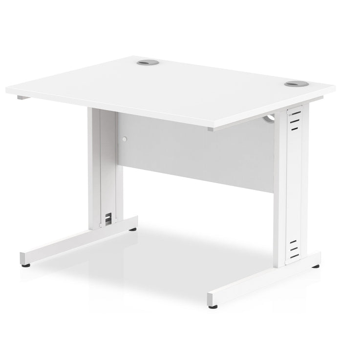 Impulse 1000mm Straight Desk Cable Managed Leg Desks Dynamic Office Solutions White White 