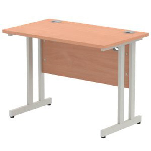 Impulse 1000mm Straight Desk Cantilever Leg Desks Dynamic Office Solutions Beech Silver 
