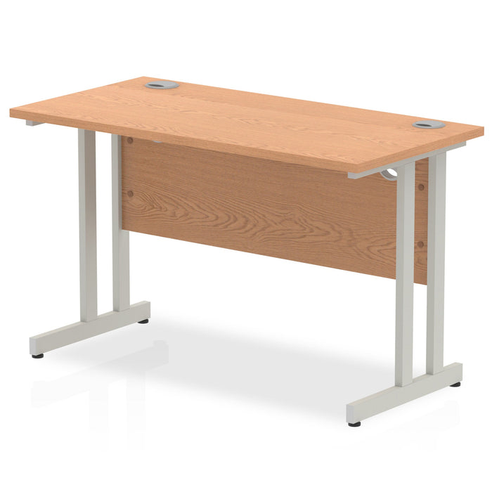 Impulse 1200mm Slimline Desk Cantilever Leg Desks Dynamic Office Solutions Oak Silver 