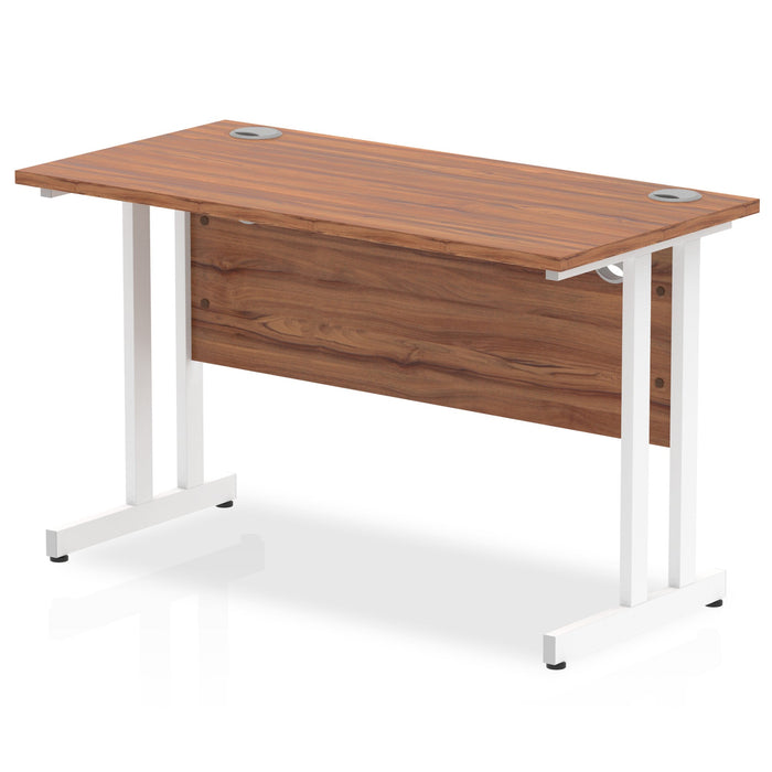 Impulse 1200mm Slimline Desk Cantilever Leg Desks Dynamic Office Solutions Walnut White 