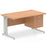 Impulse 1400mm Cable Managed Straight Desk With Fixed Pedestal Workstations Dynamic Office Solutions OAK 2 Drawer Silver