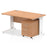 Impulse 1400mm Cable Managed Straight Desk With Mobile Pedestal Workstations Dynamic Office Solutions Oak 2 Drawer Silver
