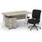 Impulse 1400mm Cantilever Straight Desk With Mobile Pedestal and Chiro Medium Back Black Operator Chair Impulse Bundles Dynamic Office Solutions Grey Oak White 3