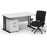 Impulse 1400mm Cantilever Straight Desk With Mobile Pedestal and Chiro Medium Back Black Operator Chair Impulse Bundles Dynamic Office Solutions White Black 2
