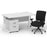 Impulse 1400mm Cantilever Straight Desk With Mobile Pedestal and Chiro Medium Back Black Operator Chair Impulse Bundles Dynamic Office Solutions White White 2
