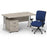 Impulse 1400mm Cantilever Straight Desk With Mobile Pedestal and Chiro Medium Back Blue Operator Chair Impulse Bundles Dynamic Office Solutions Grey Oak Silver 2