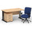 Impulse 1400mm Cantilever Straight Desk With Mobile Pedestal and Chiro Medium Back Blue Operator Chair Impulse Bundles Dynamic Office Solutions Maple Black 3