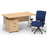 Impulse 1400mm Cantilever Straight Desk With Mobile Pedestal and Chiro Medium Back Blue Operator Chair Impulse Bundles Dynamic Office Solutions Maple Silver 2
