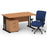 Impulse 1400mm Cantilever Straight Desk With Mobile Pedestal and Chiro Medium Back Blue Operator Chair Impulse Bundles Dynamic Office Solutions Oak Black 2