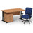 Impulse 1400mm Cantilever Straight Desk With Mobile Pedestal and Chiro Medium Back Blue Operator Chair Impulse Bundles Dynamic Office Solutions Oak Black 3