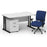 Impulse 1400mm Cantilever Straight Desk With Mobile Pedestal and Chiro Medium Back Blue Operator Chair Impulse Bundles Dynamic Office Solutions White Black 2