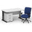Impulse 1400mm Cantilever Straight Desk With Mobile Pedestal and Chiro Medium Back Blue Operator Chair Impulse Bundles Dynamic Office Solutions White Black 3