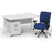 Impulse 1400mm Cantilever Straight Desk With Mobile Pedestal and Chiro Medium Back Blue Operator Chair Impulse Bundles Dynamic Office Solutions White White 2