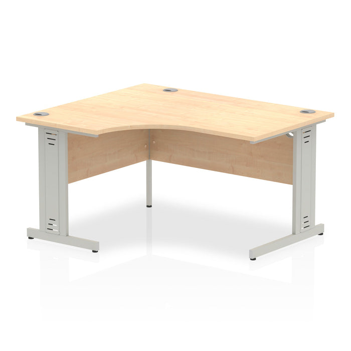 Impulse 1400mm Left Crescent Desk Cable Managed Leg Desks Dynamic Office Solutions Maple Silver 
