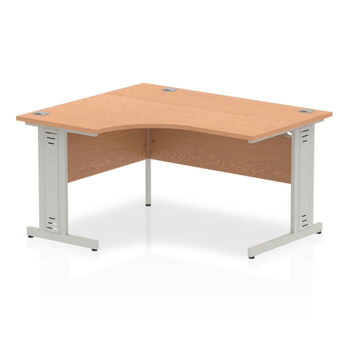Impulse 1400mm Left Crescent Desk Cable Managed Leg Desks Dynamic Office Solutions Oak Silver 