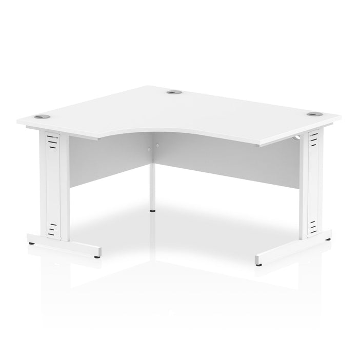 Impulse 1400mm Left Crescent Desk Cable Managed Leg Desks Dynamic Office Solutions White White 