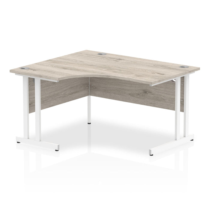 Impulse 1400mm Left Crescent Desk Cantilever Leg Desks Dynamic Office Solutions Grey Oak White 