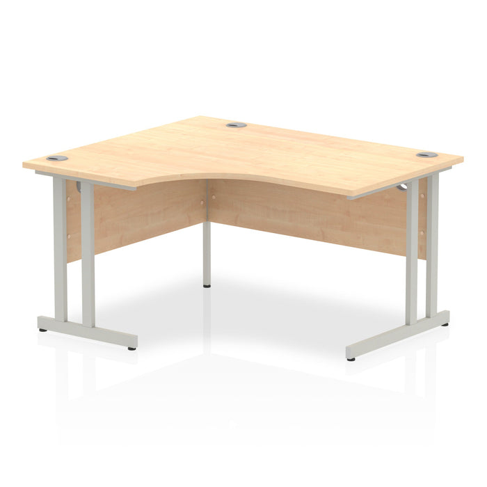 Impulse 1400mm Left Crescent Desk Cantilever Leg Desks Dynamic Office Solutions Maple Silver 