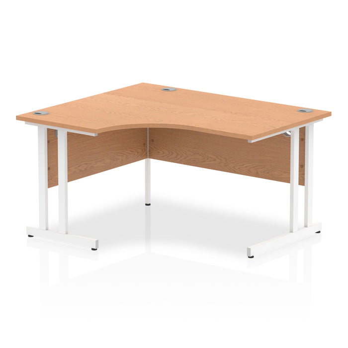 Impulse 1400mm Left Crescent Desk Cantilever Leg Desks Dynamic Office Solutions Oak White 