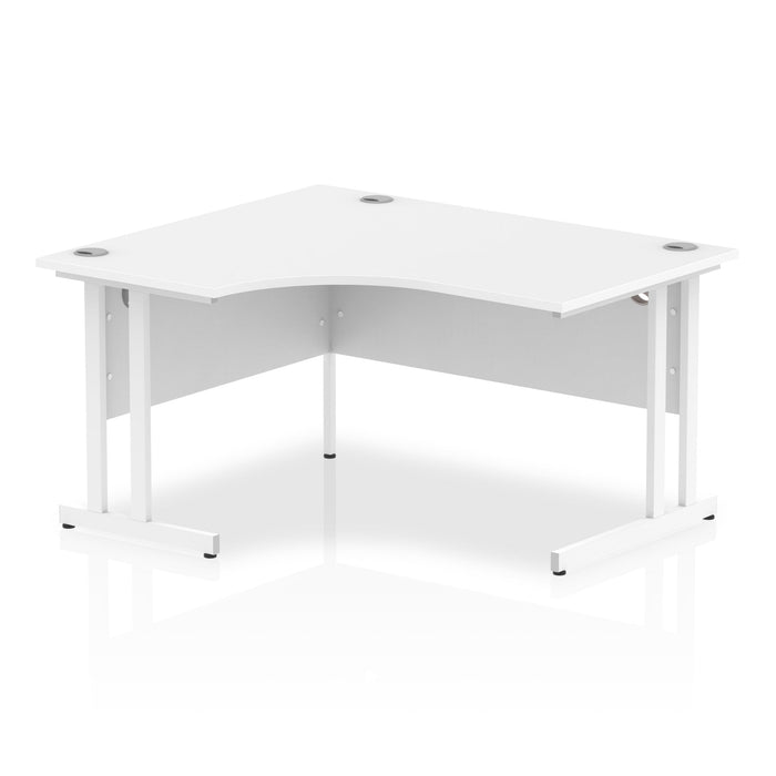 Impulse 1400mm Left Crescent Desk Cantilever Leg Desks Dynamic Office Solutions White White 