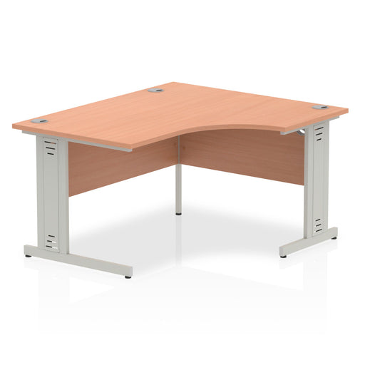 Impulse 1400mm Right Crescent Desk Cable Managed Leg Corner Desks Dynamic Office Solutions Beech Silver 