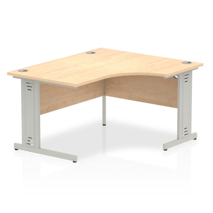 Impulse 1400mm Right Crescent Desk Cable Managed Leg Corner Desks Dynamic Office Solutions Maple Silver 