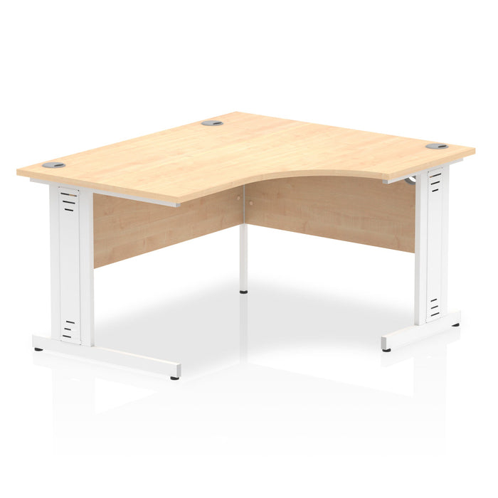 Impulse 1400mm Right Crescent Desk Cable Managed Leg Corner Desks Dynamic Office Solutions Maple White 