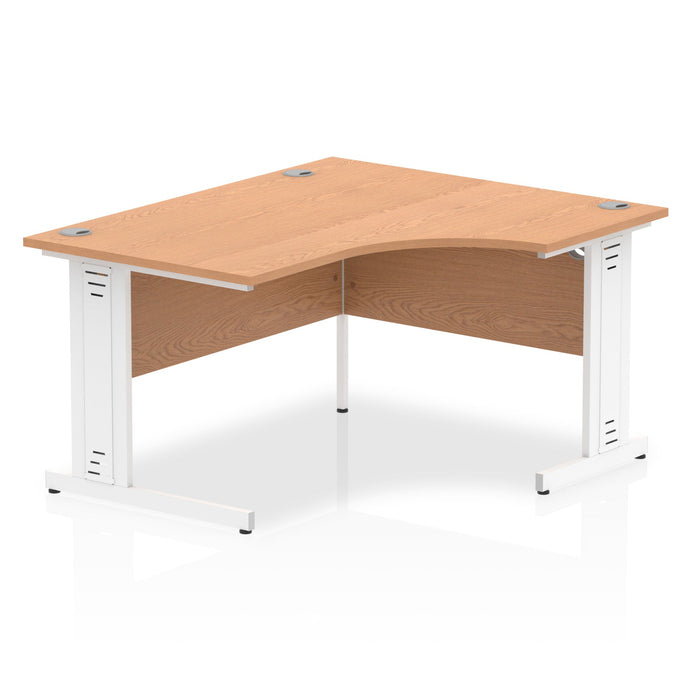 Impulse 1400mm Right Crescent Desk Cable Managed Leg Corner Desks Dynamic Office Solutions Oak White 