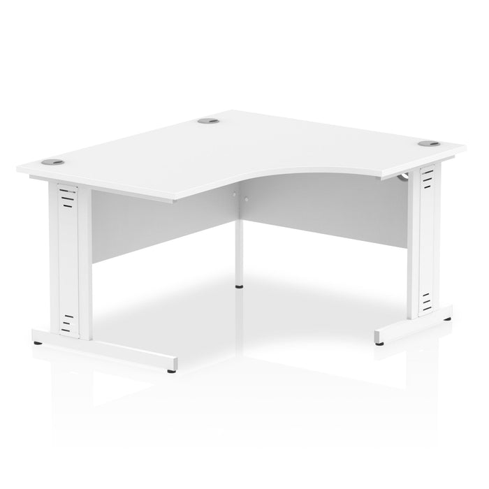 Impulse 1400mm Right Crescent Desk Cable Managed Leg Corner Desks Dynamic Office Solutions White White 