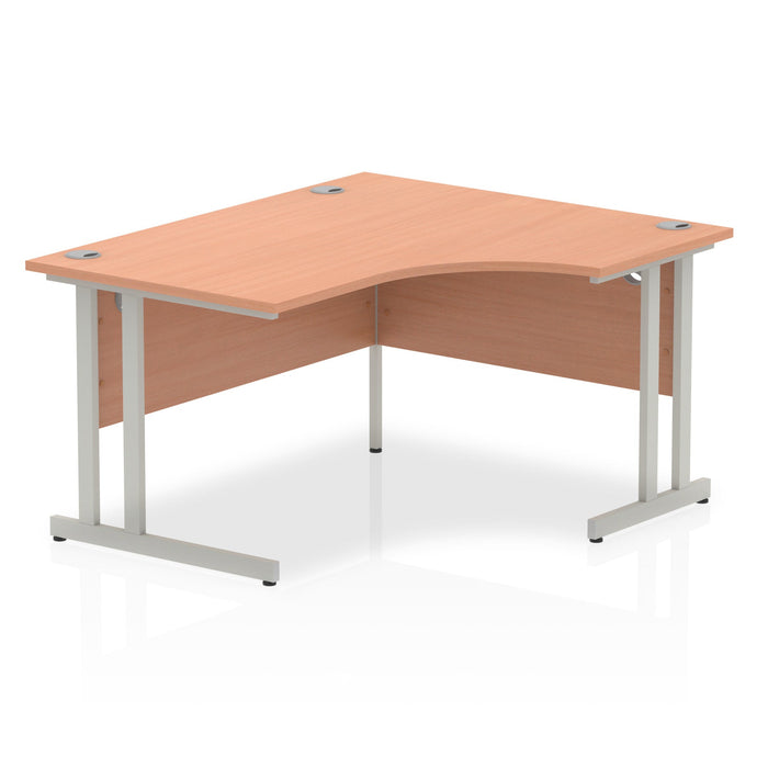 Impulse 1400mm Right Crescent Desk Cantilever Leg Corner Desks Dynamic Office Solutions Beech Silver 