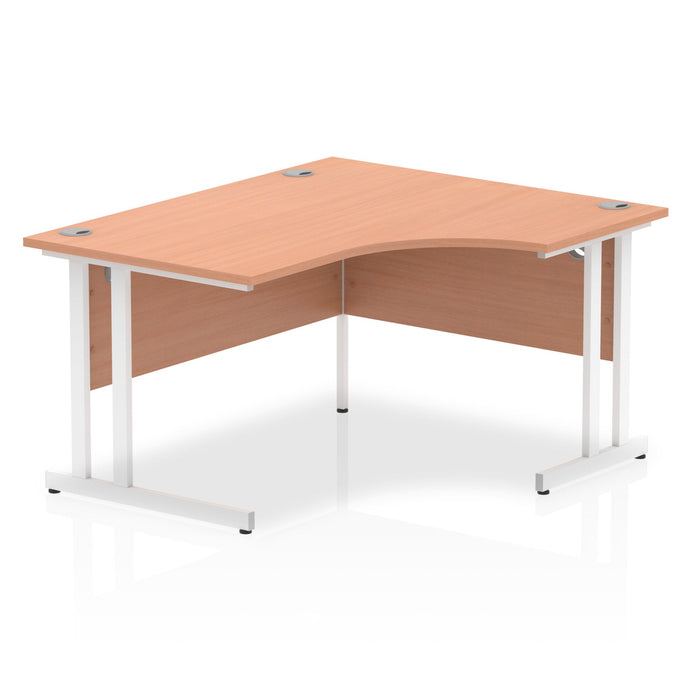 Impulse 1400mm Right Crescent Desk Cantilever Leg Corner Desks Dynamic Office Solutions Beech White 
