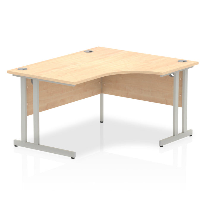 Impulse 1400mm Right Crescent Desk Cantilever Leg Corner Desks Dynamic Office Solutions Maple Silver 