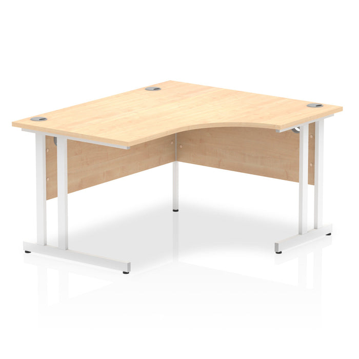 Impulse 1400mm Right Crescent Desk Cantilever Leg Corner Desks Dynamic Office Solutions Maple White 