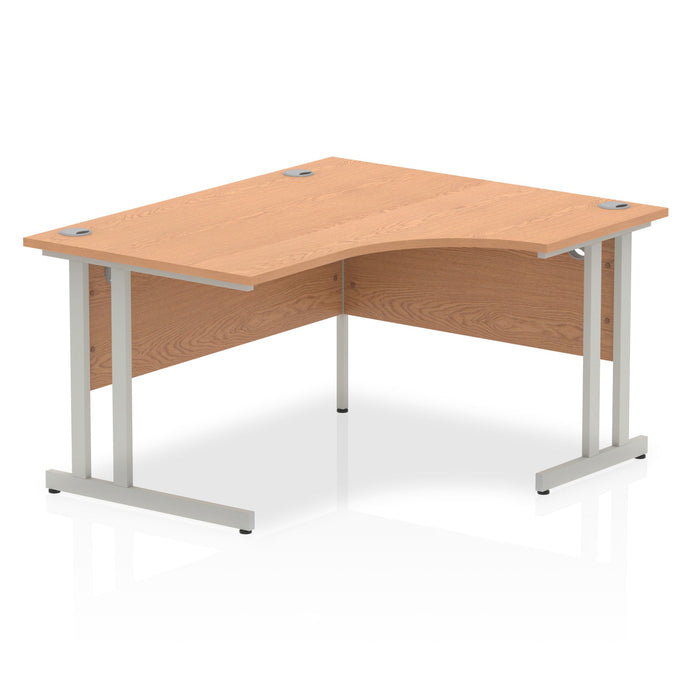 Impulse 1400mm Right Crescent Desk Cantilever Leg Corner Desks Dynamic Office Solutions Oak Silver 