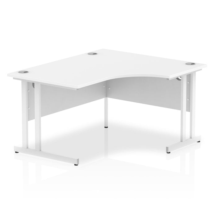 Impulse 1400mm Right Crescent Desk Cantilever Leg Corner Desks Dynamic Office Solutions White White 