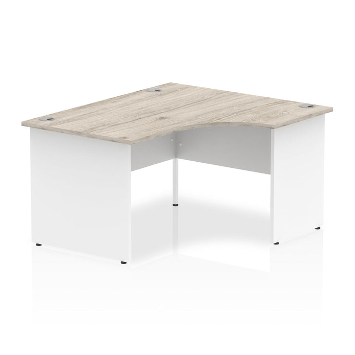 Impulse 1400mm Right Crescent Desk Panel End Leg Corner Desks Dynamic Office Solutions Grey Oak White 