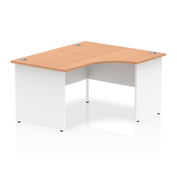 Impulse 1400mm Right Crescent Desk Panel End Leg Corner Desks Dynamic Office Solutions Oak White 