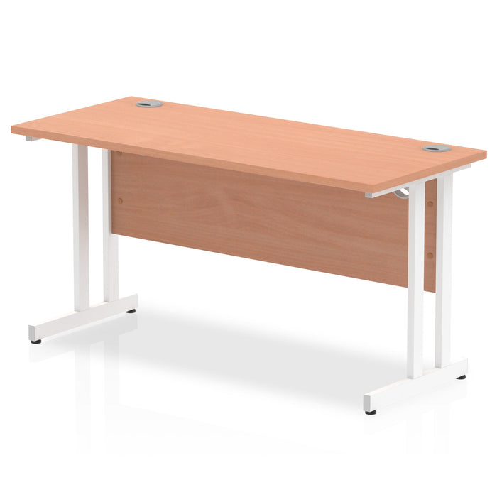 Impulse 1400mm Slimline Desk Cantilever Leg Desks Dynamic Office Solutions Beech White 