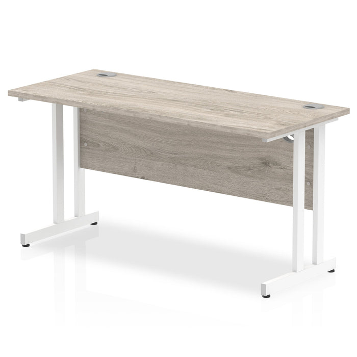 Impulse 1400mm Slimline Desk Cantilever Leg Desks Dynamic Office Solutions Grey Oak White 