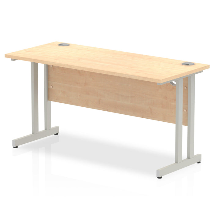 Impulse 1400mm Slimline Desk Cantilever Leg Desks Dynamic Office Solutions Maple Silver 