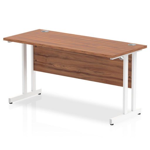 Impulse 1400mm Slimline Desk Cantilever Leg Desks Dynamic Office Solutions Walnut White 