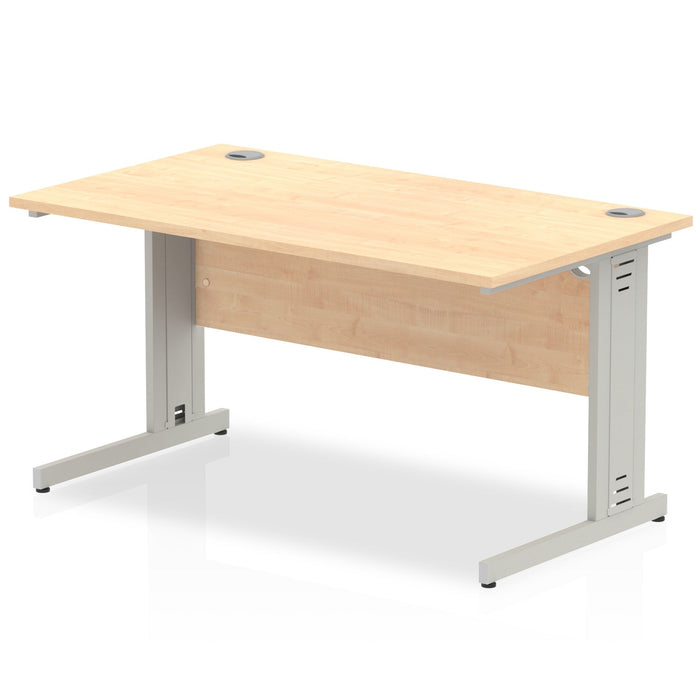 Impulse 1400mm Straight Desk Cable Managed Leg Desks Dynamic Office Solutions Maple Silver 