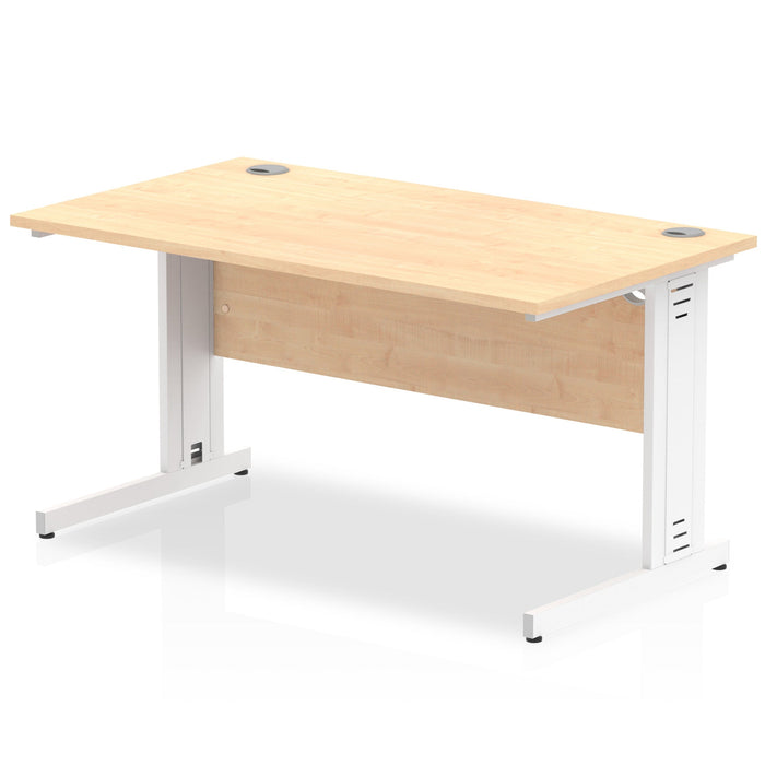 Impulse 1400mm Straight Desk Cable Managed Leg Desks Dynamic Office Solutions Maple White 