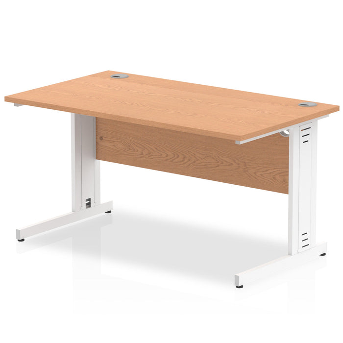 Impulse 1400mm Straight Desk Cable Managed Leg Desks Dynamic Office Solutions Oak White 